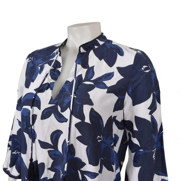 Draper James Mini Dress Floral Cotton Silk  White Blue Size XS - Picture 5 of 10